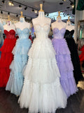 Niulatu Sweetheart Tiered Long Tulle Prom HZ1007