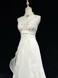 Unique Bridal Gown A Line Spaghetti Straps Long White 70s Wedding Dresses Vintage Bridal Gowns HZ1214