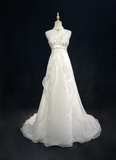 Unique Bridal Gown A Line Spaghetti Straps Long White 70s Wedding Dresses Vintage Bridal Gowns HZ1214