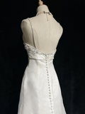 Unique Bridal Gown A Line Spaghetti Straps Long White 70s Wedding Dresses Vintage Bridal Gowns HZ1214