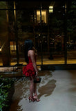 Sexy Sheath Strapless Red Satin Mini Short Formal 8th Grade Homecoming Dresses Summer Middle School Hoco Dress 18th Birthday Outfits HZ1214