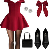Modest A Line Off The Shoulder Red Satin Mini Short Formal 8th Grade Homecoming Dresses Summer Middle School Hoco Dress 18th Birthday Outfits HZ1214