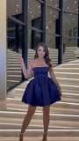 Sexy Ball Gown One Shoulder Royal Blue Satin Mini Short Formal 8th Grade Homecoming Dresses Summer Middle School Hoco Dress 20th Balloon Skirt Birthday Outfits HZ1214