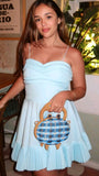 Sexy A line Spaghetti Straps Blue Satin Mini Short Formal 8th Grade Homecoming Dresses Summer Middle School Hoco Dress 20th Birthday Outfits HZ1214