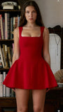 Sexy Ball Gown Square Neck Red Satin Mini Short Formal 8th Grade Homecoming Dresses Summer Middle School Hoco Dress 20th Balloon Skirt Birthday Outfits HZ1214