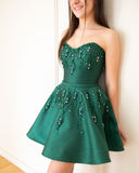 Sexy Ball Gown Sweetheart Green Satin Mini Short Formal 8th Grade Homecoming Dresses Summer Middle School Hoco Dress 20th Birthday Outfits HZ1214