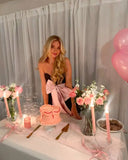 Modest A Line Sweetheart Black Mini Short Formal 8th Grade Homecoming Dresses Summer Middle School Hoco Dress 18th Birthday Outfits With Pink Bow HZ1214