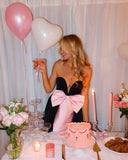 Modest A Line Sweetheart Black Mini Short Formal 8th Grade Homecoming Dresses Summer Middle School Hoco Dress 18th Birthday Outfits With Pink Bow HZ1214