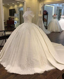 Princess Wedding Dress Ball Gown Off The Shoulder White Lace Wedding Dresses Dreamy Bridal Gowns HZ1214