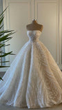 Unique Bridal Dress Ball Gown Strapless White Sequin Long Wedding Dresses Pretty Bridal Gowns HZ1214