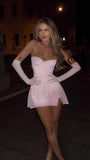 Sexy A line Halter Pink Sequin Mini Short Formal 8th Grade Homecoming Dresses Summer Middle School Hoco Dress 20th Birthday Outfits HZ1214