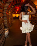 Sexy Sheath Square Neck Ivory Mini Short Formal 8th Grade Homecoming Dresses Summer Middle School Hoco Dress 18th Birthday Outfits HZ1214