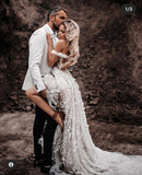 Unique Bridal Dress A Line Off The Shoulder White Tulle Lace Long Wedding Dresses Pretty Bridal Gowns HZ1214