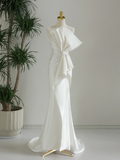 Classic Wedding Dress Mermaid Strapless White Satin Long Wedding Dresses Simple Bride Dress Bridal Gowns HZ1214