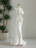 Classic Wedding Dress Mermaid Strapless White Satin Long Wedding Dresses Simple Bride Dress Bridal Gowns HZ1214