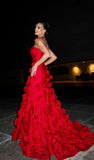 Modest Mermaid Strapless Red Sleeveless Long Evening Party Gowns Evening Dress Special Formal Dresses Prom Dress HZ1121