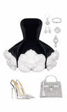 Trendy Ball Gown Strapless Black Velvet Mini Short Formal 7th Grade Homecoming Dresses Middle School Short Prom Dress Hoco Outfits HZ1214