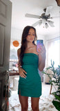 Cute Sheath Strapless Green Mini Short Formal 7th Grade Homecoming Dresses Middle School Short Prom Dress Cocktail Outfits HZ1214