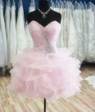 Unique Ball Gown Sweetheart Pink Tulle Short Mini Formal 7th Grade Homecoming Dresses Middle School Short Prom Dress Hoco Outfits HZ1214