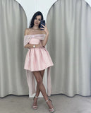 Sexy A line Off The Shoulder Sequin Pink Short Mini Formal 7th Grade Homecoming Dresses Middle School Cocktail Night Dress Hoco Outfits HZ1214