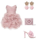 Cute Ball Gown Sweetheart Pink Tulle Short Mini Formal 8th Grade Homecoming Dresses Middle School Cocktail Night Dress Hoco Outfits HZ1214