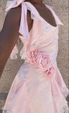 Sexy A Line Straps Pink Satin Black Girl Dress Short Mini Formal 8th Grade Homecoming Dresses Middle School Cocktail Night Dress Hoco Outfits HZ1214