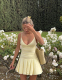 Modest A line Spaghetti Straps Yellow Chiffon Mini Short Formal 8th Grade Homecoming Dresses Middle School Hoco Dress Cocktail Outfits HZ1214