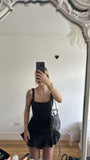 Cute Sheath Square Neck Black Satin Short Mini Formal 8th Grade Homecoming Dresses Middle School Cocktail Dress Hoco Outfits HZ1214