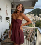 Cute A Line Halter Burgundy Chiffon Short Mini Formal 8th Grade Homecoming Dresses Middle School Cocktail Night Dress Hoco Outfits HZ1214