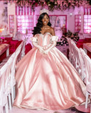 Niulatu Ball Gown Sweetheart Pink Satin Long Quinceanera Dress Formal Gowns Vestido De 15 Anos Sweet 16 Dress HZ1214