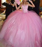 Niulatu Ball Gown Sweetheart Pink Tulle Long Quinceanera Dress Formal Gowns Vestido De 15 Anos Sweet 16 Dress HZ1214