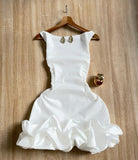 Niulatu Sheath Scoop Short Mini White Formal 8th Grade Homecoming Dresses Middle School Short Cocktail Dress Hoco Outfits HZ1214