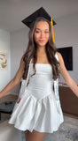 Niulatu A line Straps Short White Formal 8th Grade Homecoming Dresses Middle School Short Cocktail Gowns Graduation Dress Hoco Outfits HZ1214