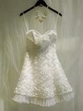 Niulatu A line Spaghetti Straps Short White Lace Formal 8th Grade Homecoming Dresses Middle School Short Cocktail Gowns Graduation Dress Hoco Outfits HZ1214