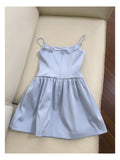 Niulatu A line Spaghetti Straps Satin Blue Short Grad Dress Inspo Short Mini Formal 8th Grade Homecoming Dresses High School Hoco Court Dress Graduation Dress 18th Birthday Outfits HZ1214