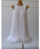 Niulatu A line Scoop Neck Sequin White Short Grad Dress Inspo Short Mini Formal 8th Grade Homecoming Dresses High School Hoco Court Dress Graduation Dress 18th Birthday Outfits HZ1214