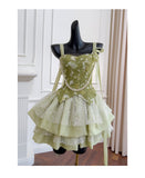 Niulatu Ball Gown Spaghetti Straps Green Satin Grad Dress Inspo Short Mini Formal 8th Grade Homecoming Dresses High School Hoco Court Dress Graduation Dress Cocktail Outfits HZ1214