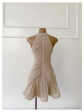 Niulatu Sheath Scoop Neck Champagne Short Grad Dress Inspo Short Mini Formal 8th Grade Homecoming Dresses High School Hoco Court Dress Graduation Dress 18th Birthday Outfits HZ1214