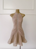 Niulatu Sheath Scoop Neck Champagne Short Grad Dress Inspo Short Mini Formal 8th Grade Homecoming Dresses High School Hoco Court Dress Graduation Dress Cocktail Outfits HZ1214
