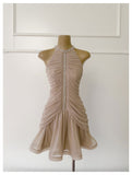 Niulatu Sheath Scoop Neck Champagne Short Grad Dress Inspo Short Mini Formal 8th Grade Homecoming Dresses High School Hoco Court Dress Graduation Dress 18th Birthday Outfits HZ1214