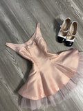 Niulatu A line Scoop Pink Satin Short Mini Formal 8th Grade Homecoming Dresses Middle School Short Cocktail Dress Hoco Outfits HZ1214