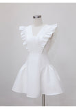 Niulatu Ball Gown V Neck White Satin Short Mini Formal 8th Grade Homecoming Dresses Middle School Short Birthday Gowns Graduation Dress Hoco Outfits HZ1214