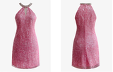Niulatu Sheath Scoop Pink Sequin Short Mini Formal 8th Grade Homecoming Dresses Middle School Short Cocktail Dress Hoco Outfits HZ1214