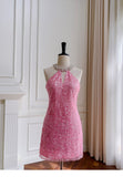 Niulatu Sheath Scoop Pink Sequin Short Mini Formal 8th Grade Homecoming Dresses Middle School Short Cocktail Dress Hoco Outfits HZ1214