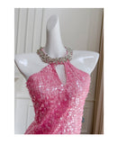 Niulatu Sheath Scoop Pink Sequin Short Mini Formal 8th Grade Homecoming Dresses Middle School Short Cocktail Dress Hoco Outfits HZ1214