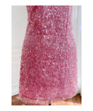 Niulatu Sheath Scoop Pink Sequin Short Mini Formal 8th Grade Homecoming Dresses Middle School Short Cocktail Dress Hoco Outfits HZ1214