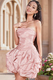 Niulatu Sheath Strapless Pink Satin Formal 8th Grade Homecoming Dresses Middle School Short Birthday Gowns Graduation Dress Hoco Outfits HZ1214