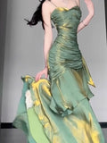 Niulatu Mermaid Spaghetti Straps Green Long Summer 18th Birthday Dress Party Dress Birthday Outfits Evening Dresses HZ1214