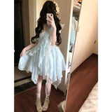 Niulatu Ball Gown Spaghetti Straps Light Blue Lace Summer 18th Birthday Dress Lolita Dress Birthday Outfits Lolita Outfit HZ1214