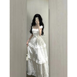 Niulatu A line Square Neck White Lace Long Summer 18th Birthday Dress Party Dress Birthday Outfits Evening Dresses HZ1214